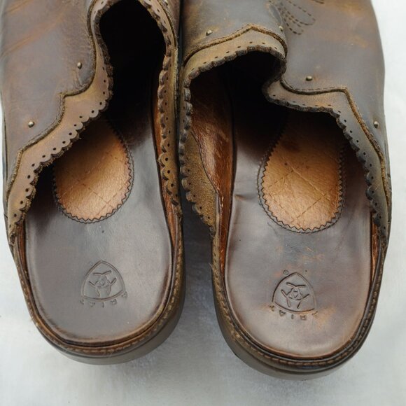 Ariat Brown Leather Western Slip-On Clogs‎ Size 10B Style 94225 - Picture 5 of 11